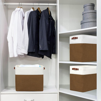 Large Fabric Storage Baskets | 50L Storage Bins, Decorative Linen Closet Baskets with Handles for