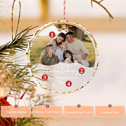 Bemaystar Personalized Family Christmas Ornaments 2025–Custom Crystal Ornament with Photo and