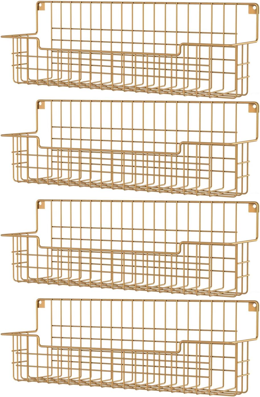 Spice Rack, 4-Pack Seasoning Organizer Wall Mounted for Kitchen Storage Organization, Metal Spice