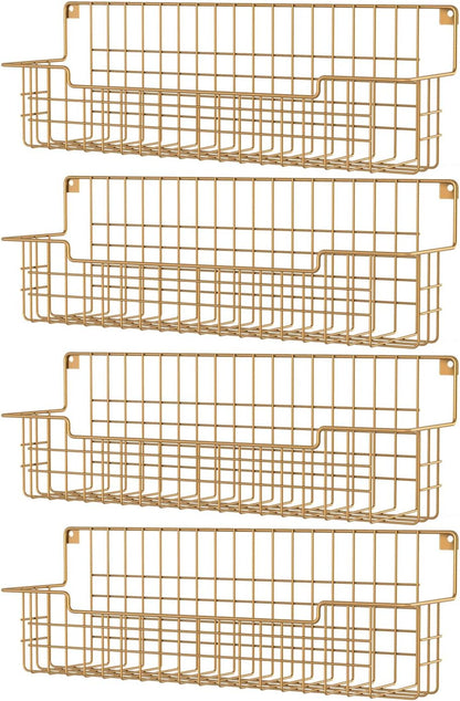 Spice Rack, 4-Pack Seasoning Organizer Wall Mounted for Kitchen Storage Organization, Metal Spice