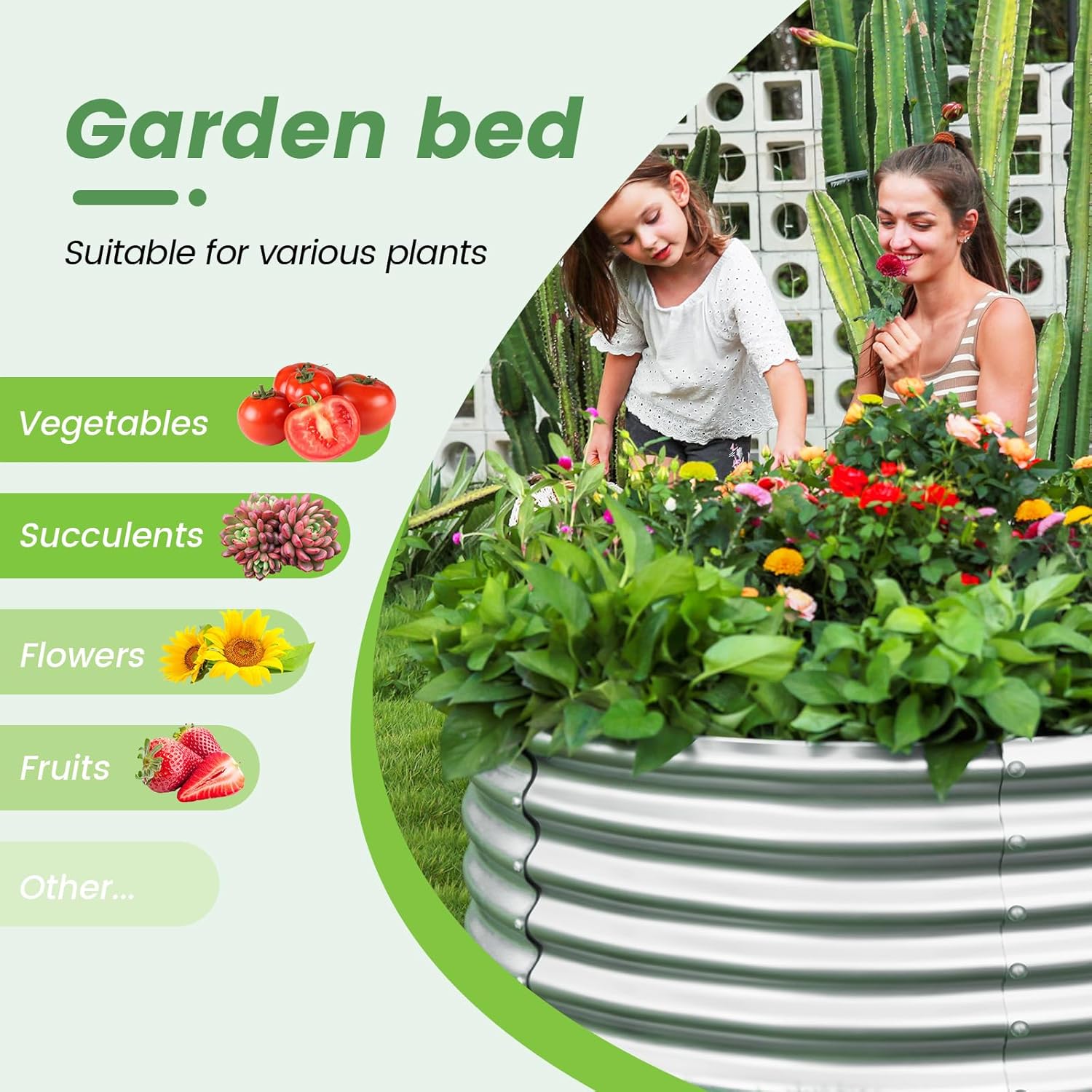 Land Guard 3×3×3ft Galvanized Raised Garden Bed Kit, Round Galvanized Planter Raised Garden Boxes