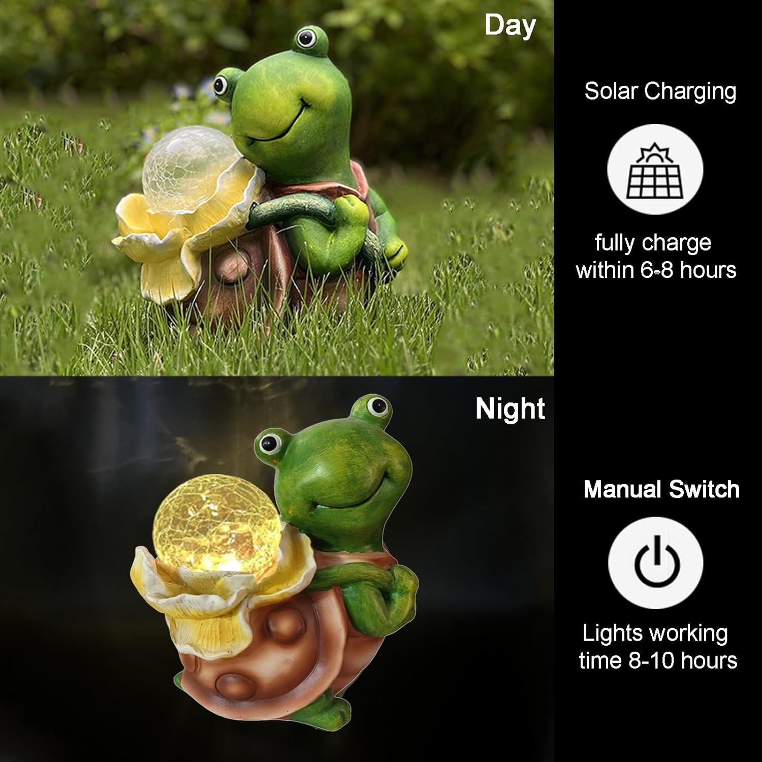 Solar Garden Turtle Statue with LED Light Decorative Cute Turtle Carrying Lantern Design Outdoor