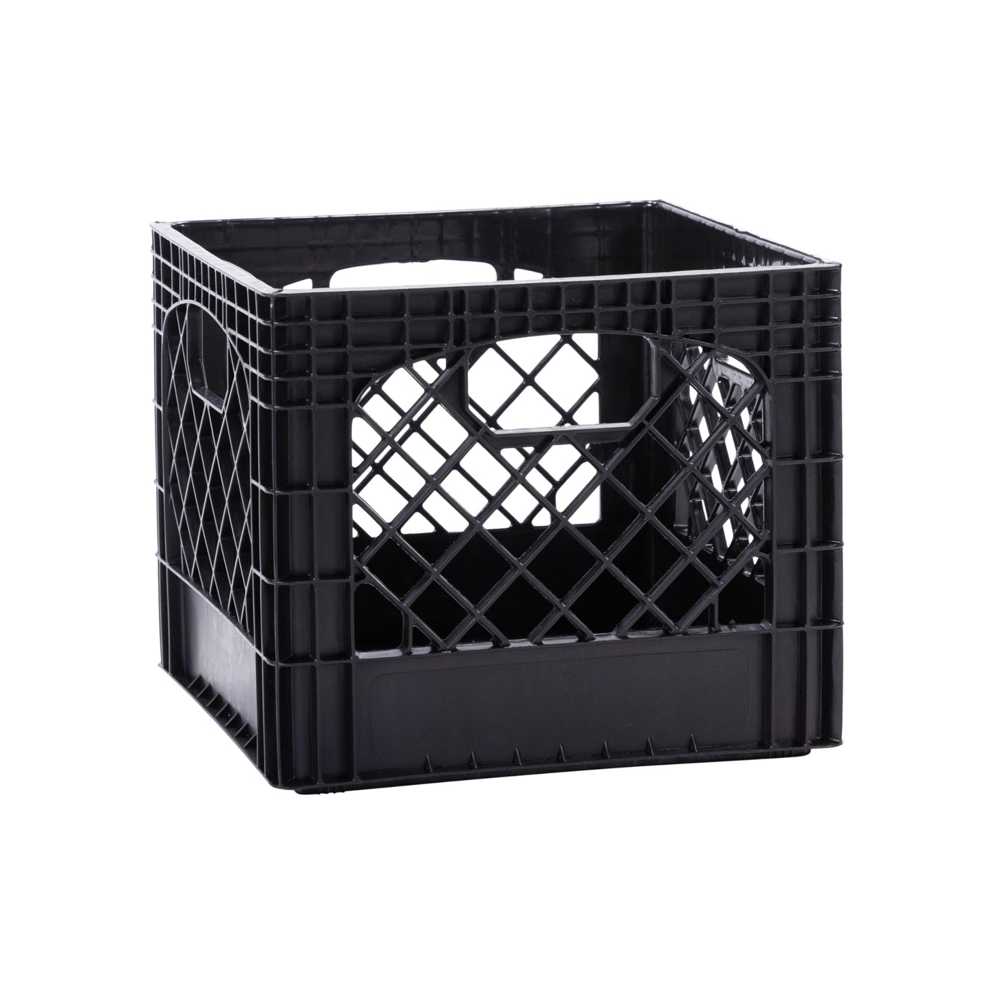 Plastic Milk Crate Storage Tote with Handles, 16-Quart Stackable Cube Organizer for Garage, Home