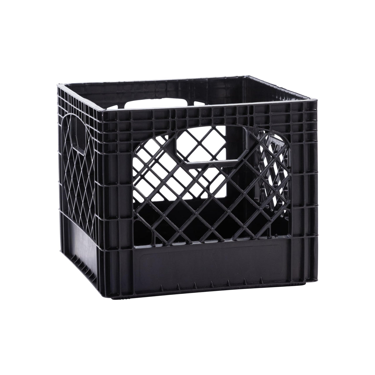 Plastic Milk Crate Storage Tote with Handles, 16-Quart Stackable Cube Organizer for Garage, Home