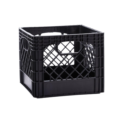 Plastic Milk Crate Storage Tote with Handles, 16-Quart Stackable Cube Organizer for Garage, Home