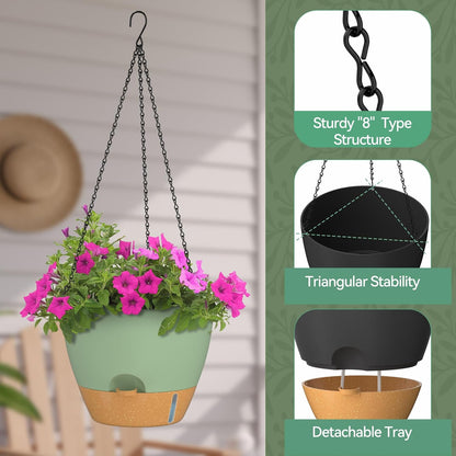 ZMTECH 12 Inch Hanging Planters for Indoor Outdoor Plants, 2 Pack Self Watering Hanging Plant Pots