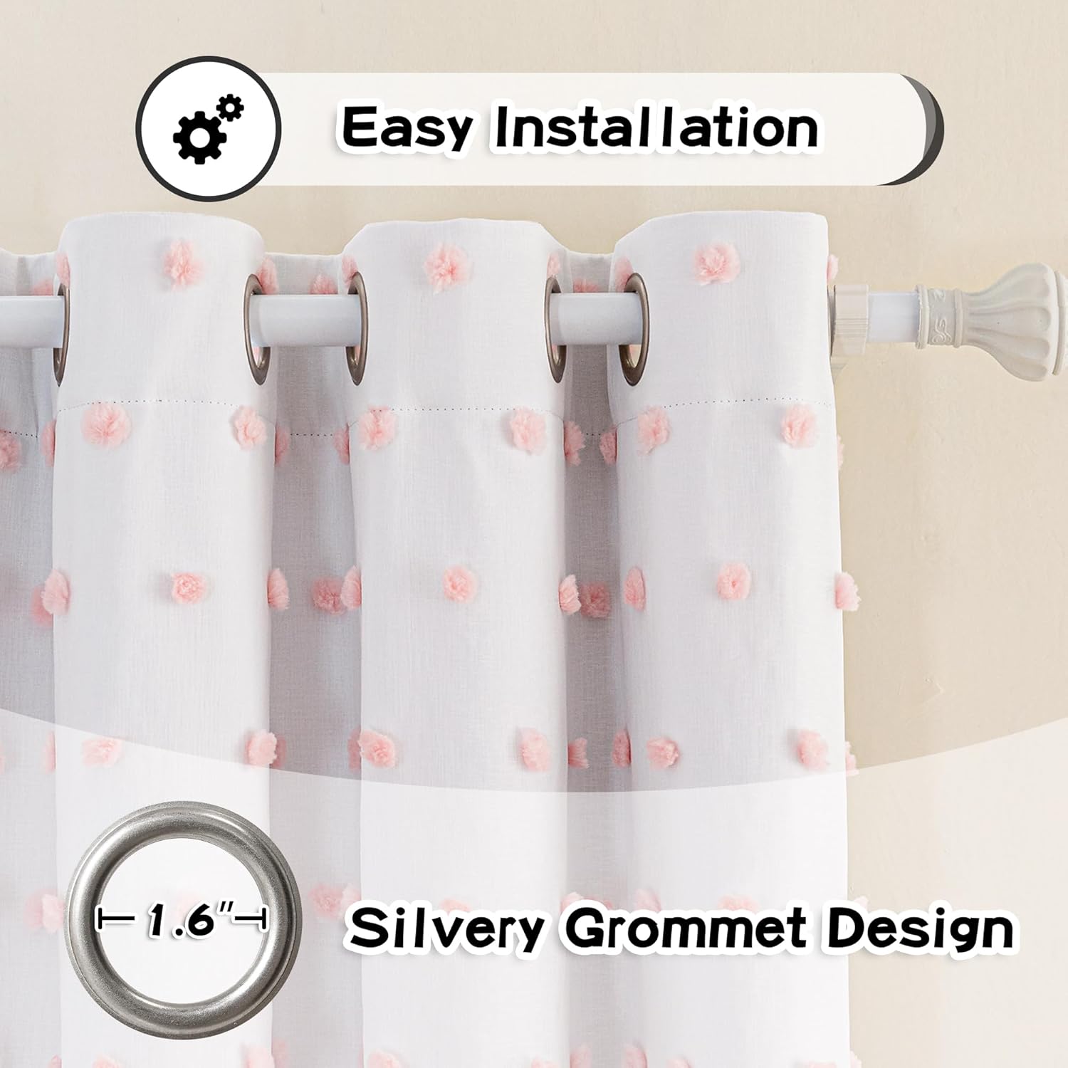 MYSKY HOME 100% Blackout Curtains for Living Room White Curtains 102 Inch Extra Long Total Light