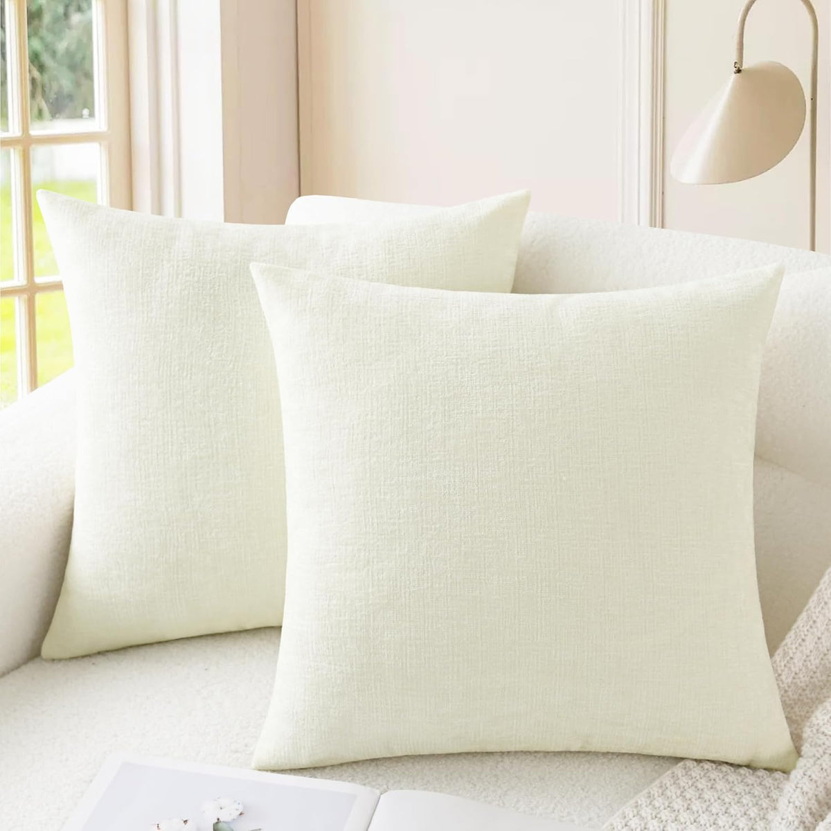 CaliTime Throw Pillow Covers Decorative 16 X 16 Inches Pack of 2 Cozy Chenille Cushion Case for