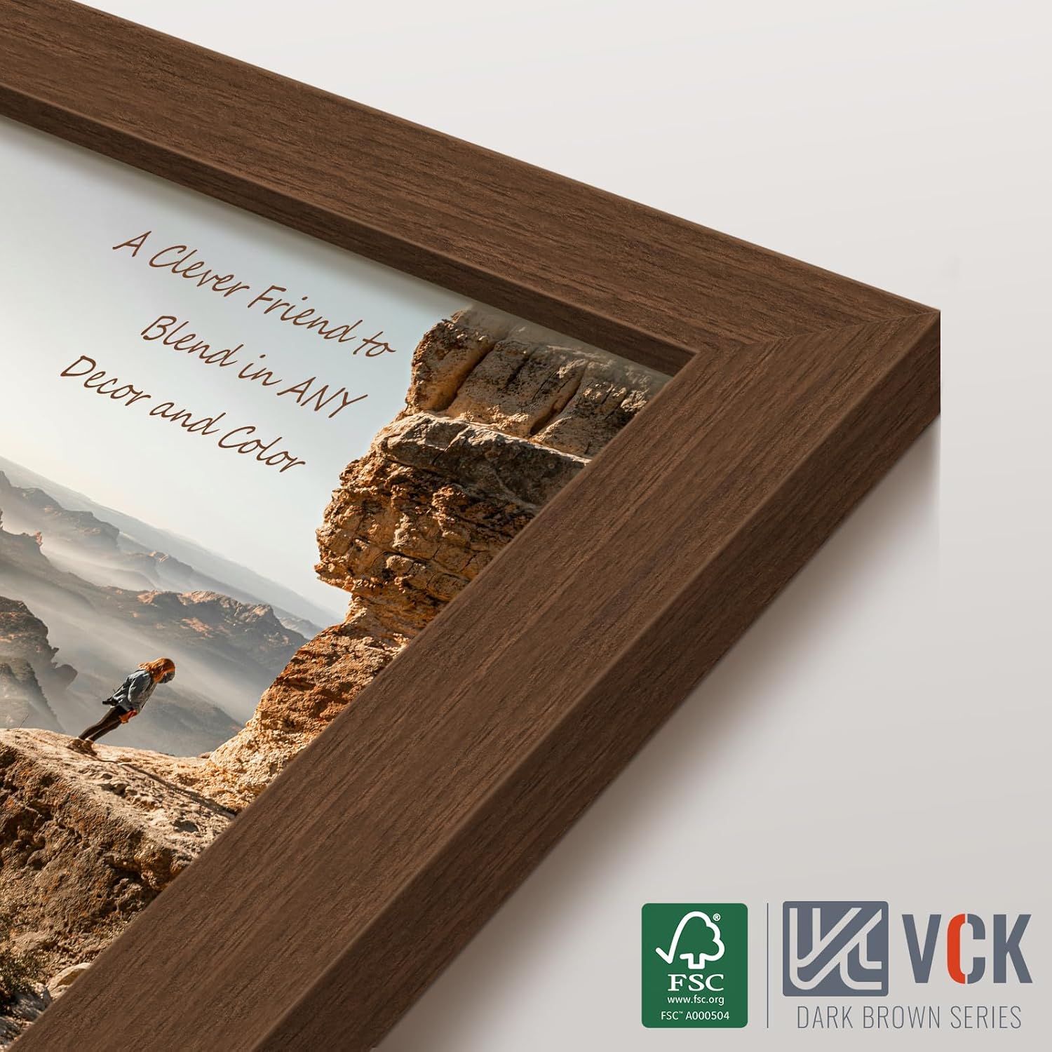 VCK 24x30 Brown Poster Frame 3 Pack, Wood Picture Frame with Exclusive Wood Grain, Wall Mounting