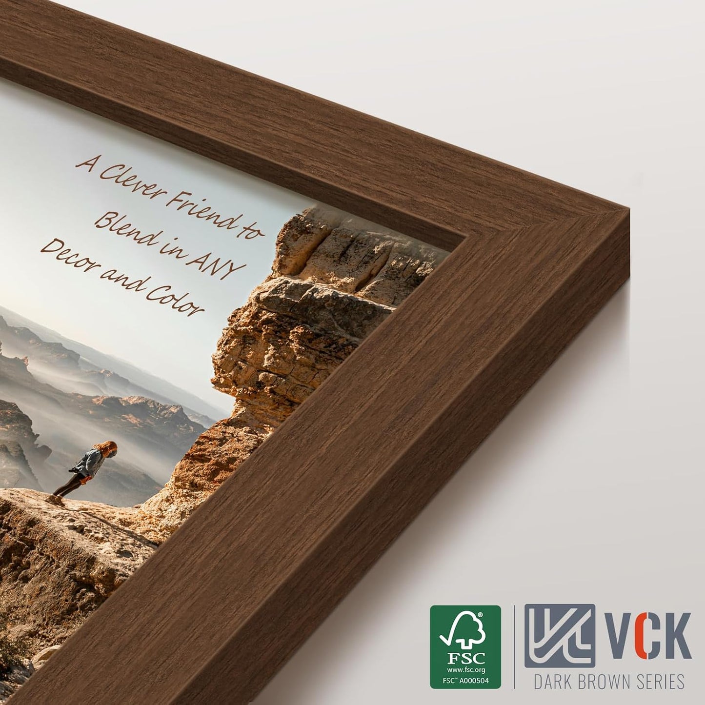 VCK 11x17 Picture Frame 3 Pack, Brown Wood Poster Frame with Exclusive Wood Grain, Wall Mounting