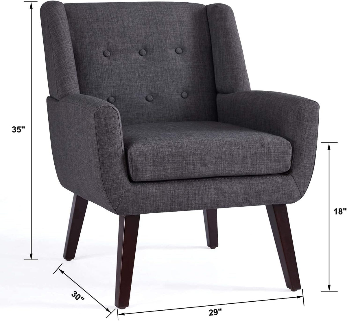 HUIMO Accent Chair Living Room Chair, Upholstered Button Tufted Armchair, Linen Fabric Sofa Chairs