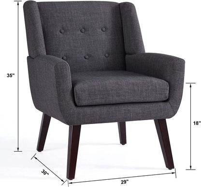 HUIMO Accent Chair Living Room Chair, Upholstered Button Tufted Armchair, Linen Fabric Sofa Chairs
