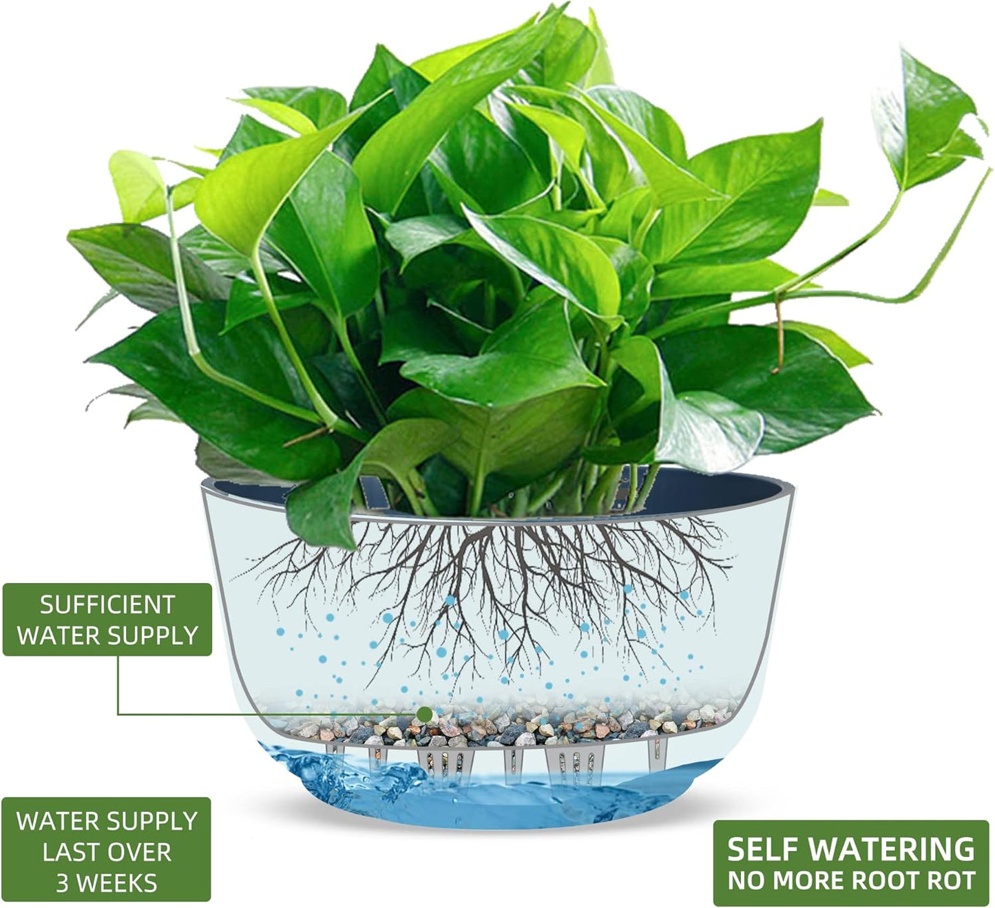 Dexceder 11.2 Inch Self Watering Hanging Planters Indoor Outdoor, Thickened Hanging Basket Flower