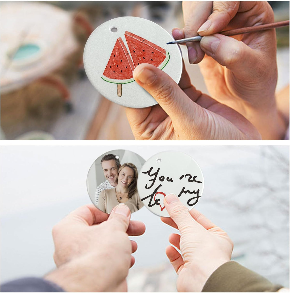 Sublimation Ornament Blanks, 3" White Ceramic Ornaments Personalized Easter Ornaments Sublimation