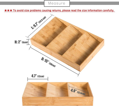 3-Tier Bamboo Drawer Spice Rack Wooden Kitchen Cabinet Spice Organizer Spice Jar Holder