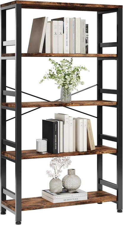 IRONCK Bookshelves and Bookcases, 31.5in Wide Shelf 5-Tier Ladder Shelf 110lbs/shelf Vintage