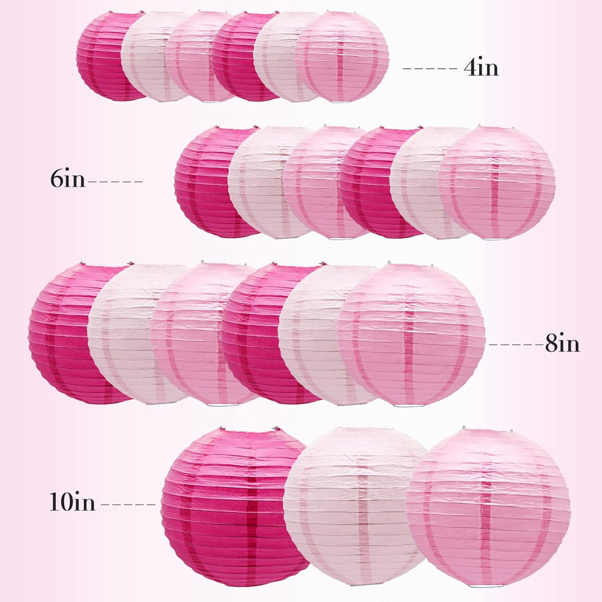 ADLKGG Pink Paper Lanterns Decorative, Hanging Round Paper Lanterns Indoor Outdoor for Graduation