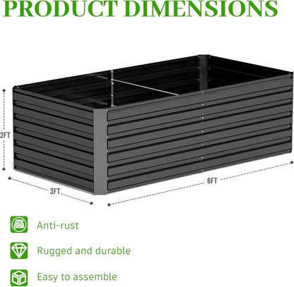 6x3x2 ft Raised Garden Bed, Large Metal Planter Raised Beds, Planters for Outdoor Plants for