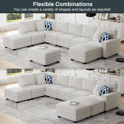 L Lengend Vansen Modular Sectional Sofa U Shaped Couch with Ottoman Modern Reversible Corner