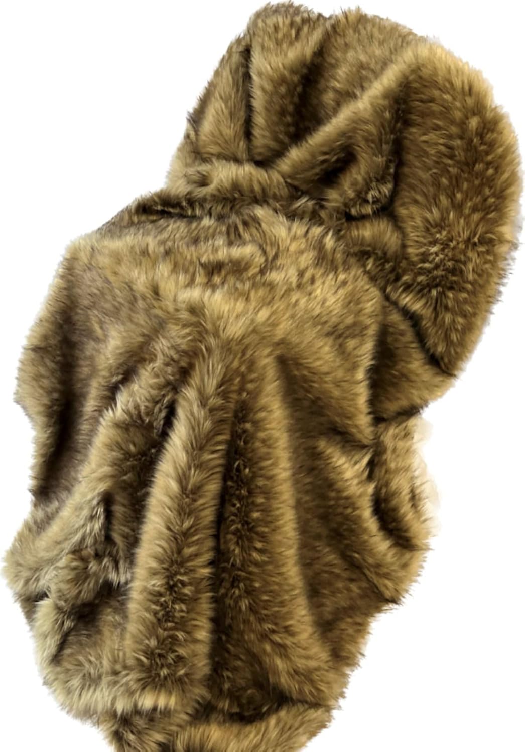 Brown Faux Fur Throw Blanket and Bedspread Caramel and Coffee Colors, Realistic Faux Brown Wolf