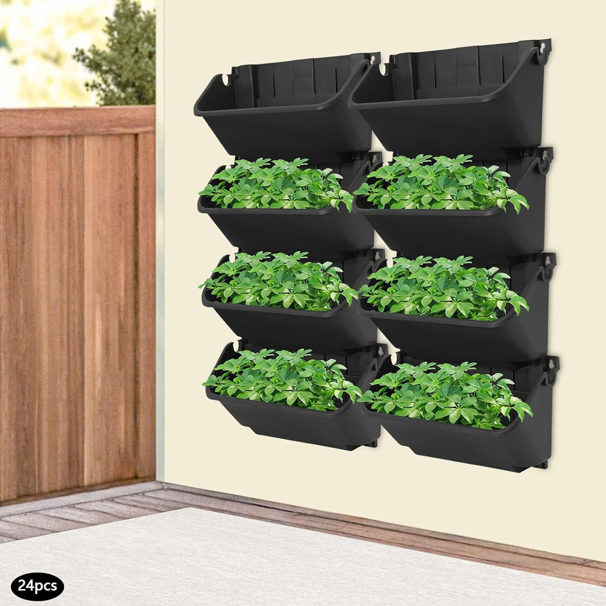 24PCS Vertical Wall Planter, 13 inch Wall Mounted Garden Planters, Plastic Wall Hanging Planter