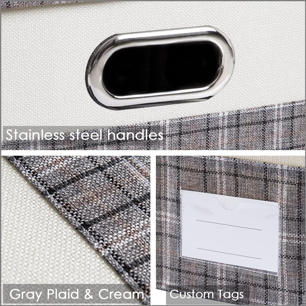 PRANDOM Collapsible Storage Bin with Lid [3-Pack] Fabric Foldable Storage Box Organizer Container