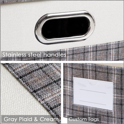 PRANDOM Collapsible Storage Bin with Lid [3-Pack] Fabric Foldable Storage Box Organizer Container