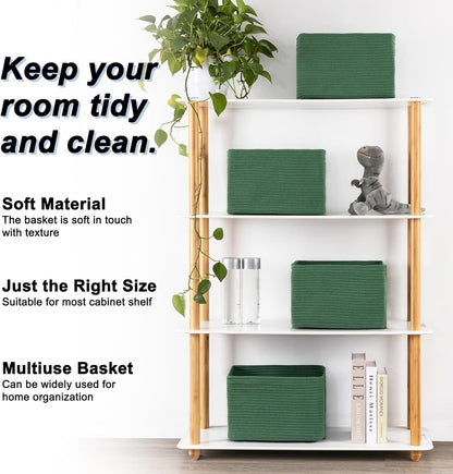 4 Pack Storage Baskets for Organizing, Woven Baskets for Shelves - Perfect for Toys, Books, Towels