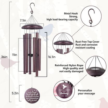 ASTARIN Large Engraving Wind Chime Memorial, Personalized Windchimes in Memory of a Loved One, Loss