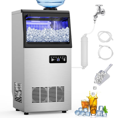 Commercial Ice Maker Machine 120 LBS/24H, 40 Ice Trays Freestanding & Undercounter Ice Machine