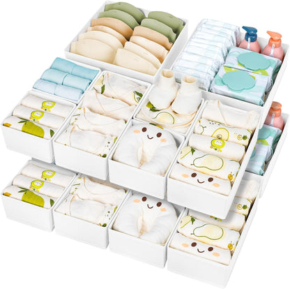 DIMJ Drawer Organizer Clothes 15 Pack - Foldable Baby Organizers and Storage & Dresser Organizer