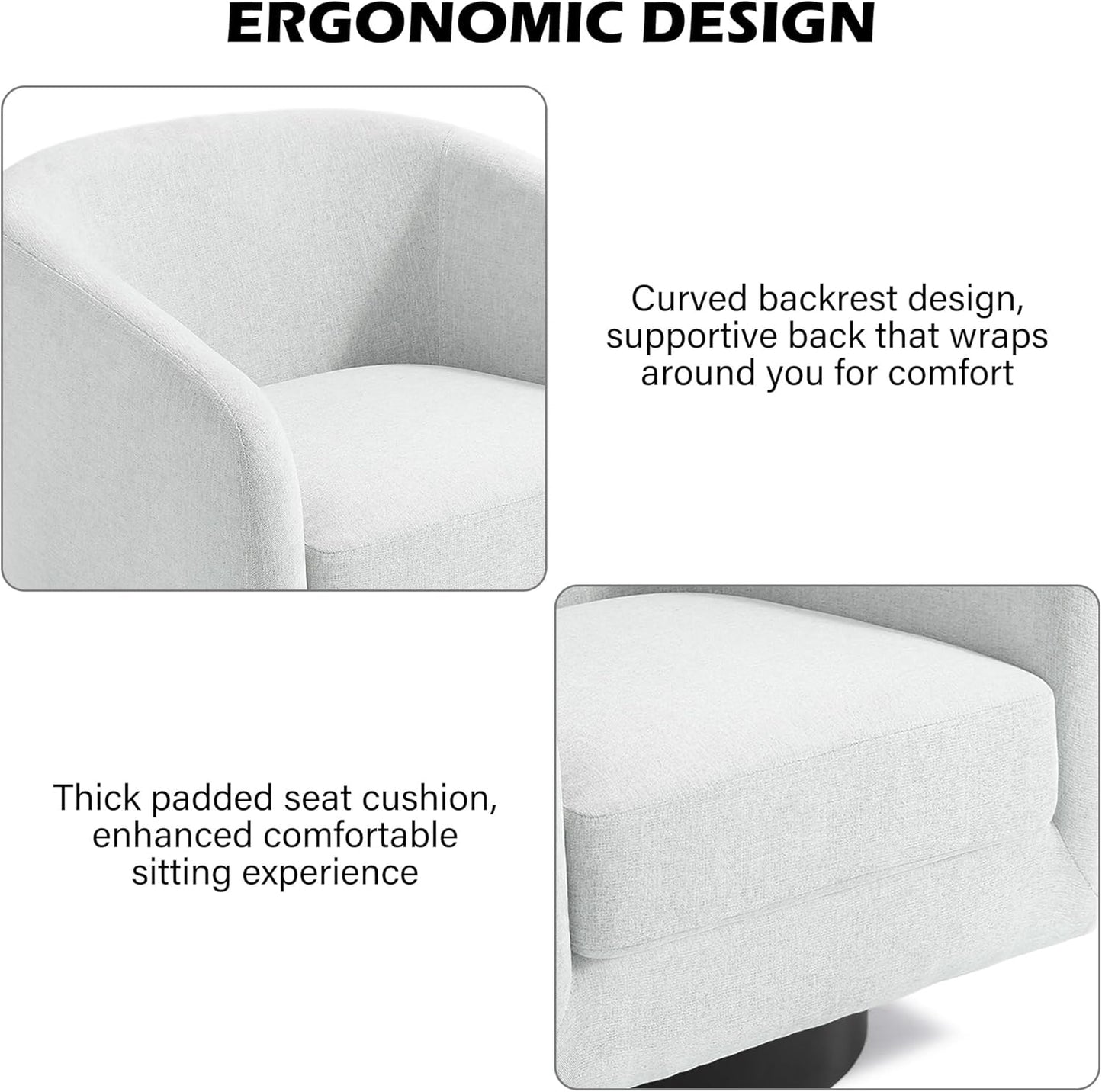 Swivel Barrel Accent Chair, Modern Round Chenille Fabric Arm Chair for Living Room, Bedroom, Comfy