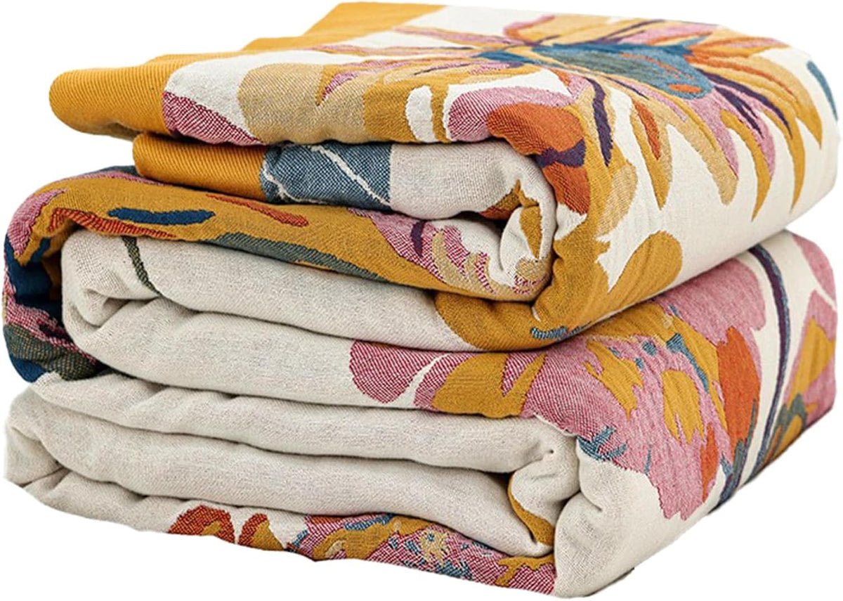 Boho Throw Blanket for Couch Sofa Bed, 100% Cotton Woven Quilt with Tassel 80”x90”, Super Soft