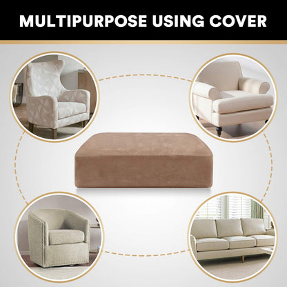 PrinceDeco Stretch Velvet Couch Cushion Cover,Soft Cushion Slipcover for Chair Cushion Furniture