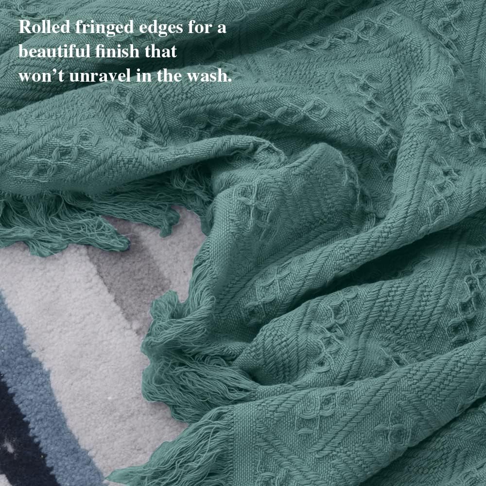 Simple&Opulence 100% Cotton Throw Blanket for Bed, Couch, Boho Luxury Geometric Knit Woven Blanket