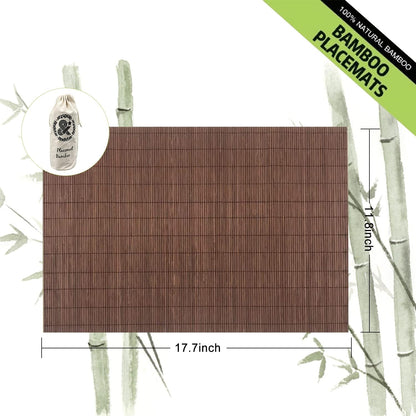ANDSTAR Set of 12 Pcs Bamboo Placemats Natural Anti-Slip Bamboo Placemats Washable Heat-Resistant