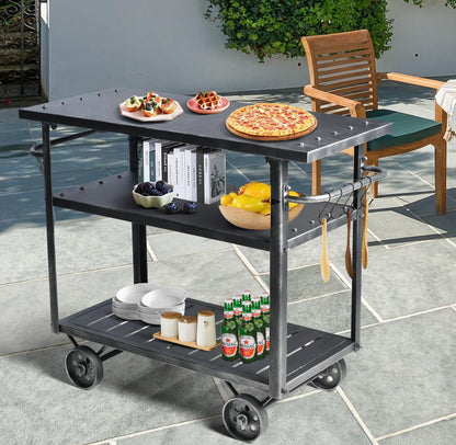 Diwhy Industrial 3 Tier Rolling Utility Storage Cart Wine Beverage, Metal Wine Rack with Wheels