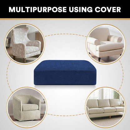 PrinceDeco Stretch Velvet Couch Cushion Cover,Soft Fitted Cushion Slipcover for Arm Chair Sofa