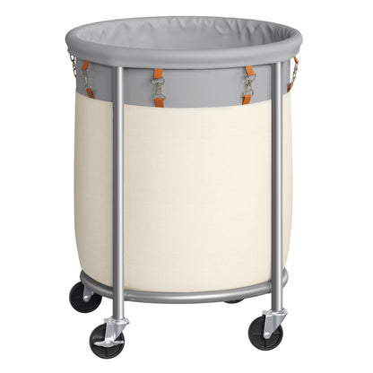 SONGMICS Laundry Basket with Wheels, 29 Gal., Steel Frame, Removable Bag