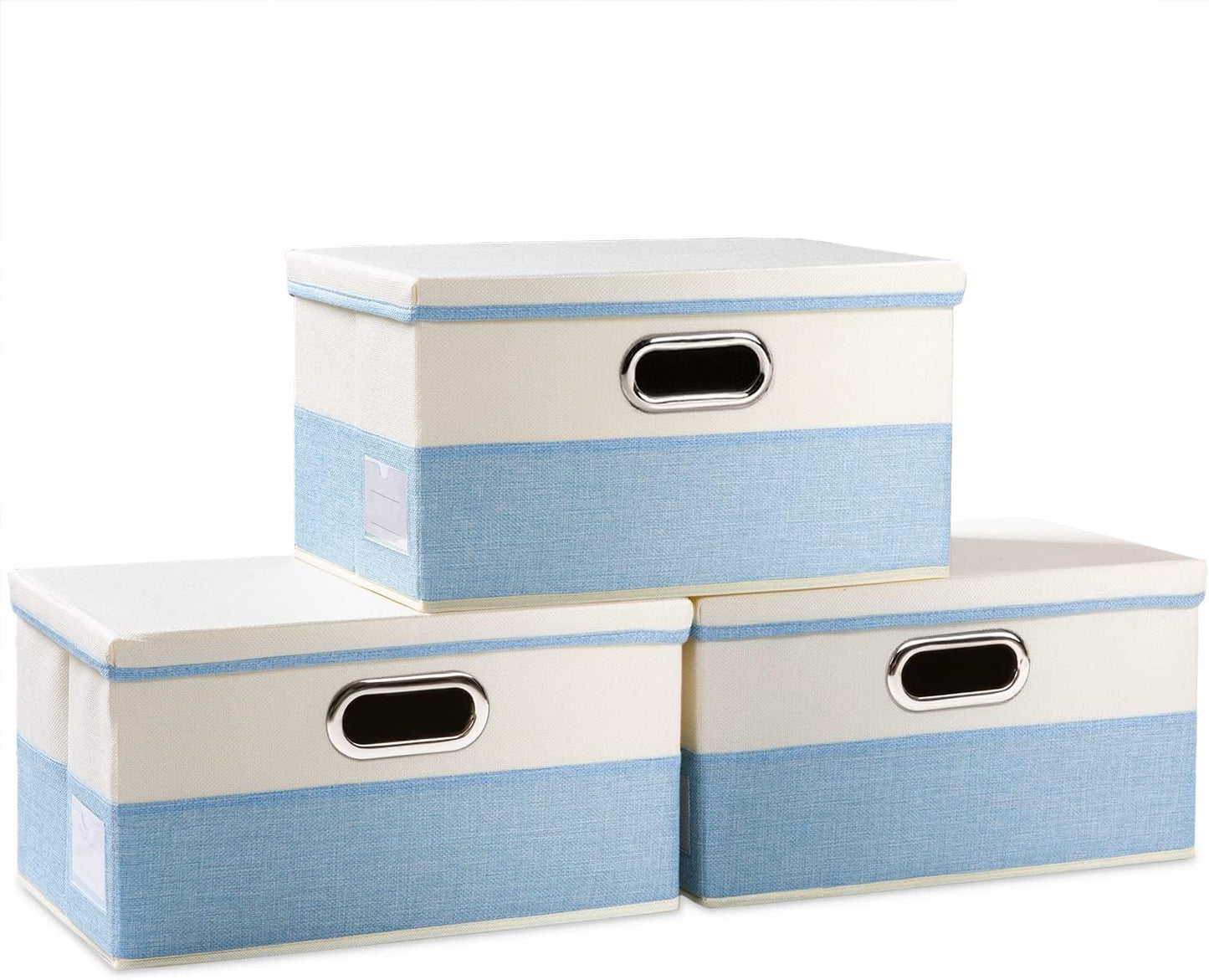 PRANDOM Collapsible Storage Bin with Lid [3-Pack] Fabric Foldable Storage Box Organizer Container