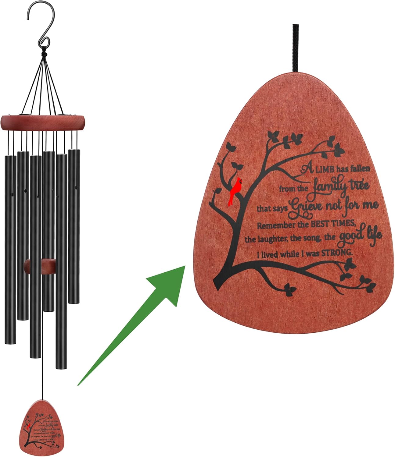 Memgift Memorial Wind Chimes for Outside- Sympathy Gift for Loss of Mom or Dad, Outdoor Keepsake