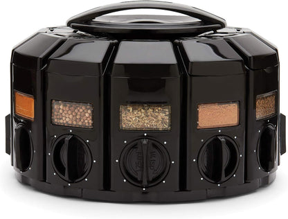Kitchen Art Spice Rack Select-A-Spice Auto-Measure Carousel 12 Compartments Black 8.75 x 8.75 x 6