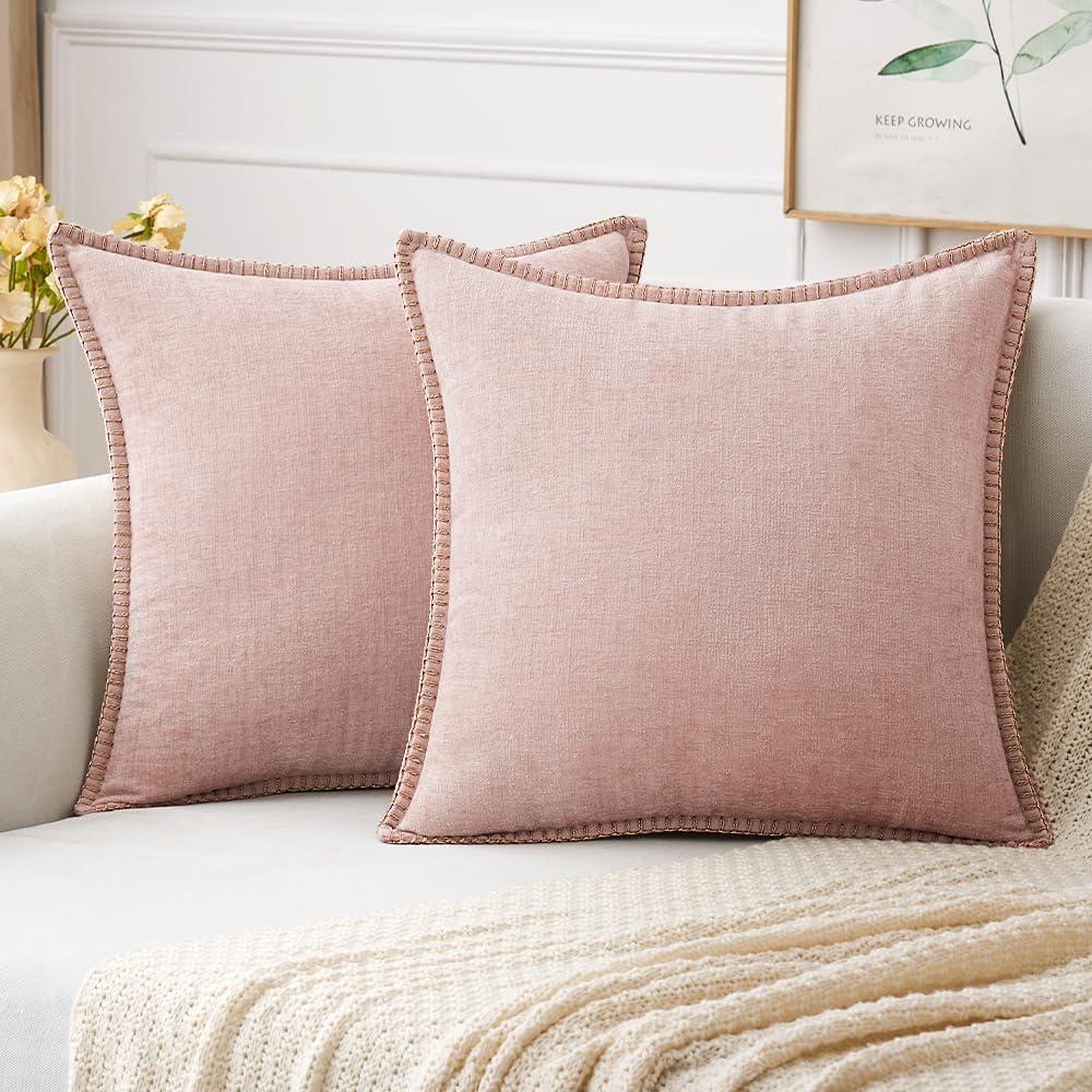 MIULEE Pack of 2 Couch Throw Pillow Covers 20x20 Inch Pink Valentine Farmhouse Decorative Pillow