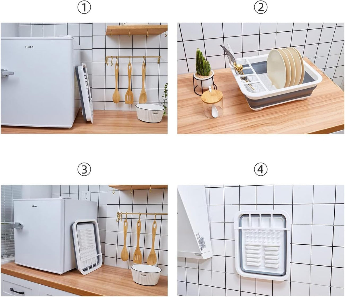 THANSTAR Collapsible Dish Drying Rack for RV Kitchen, Foldable Drainer Organizer for Kitchen