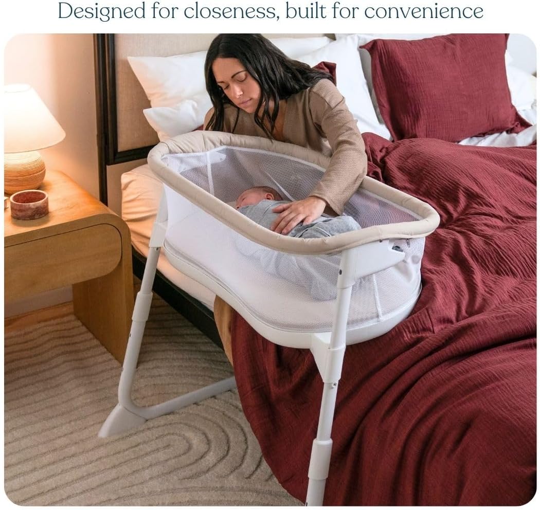 HALO® BassiNest® Lite – Breathable Baby Bassinet Slides Over Bed with Mesh Walls for Airflow &