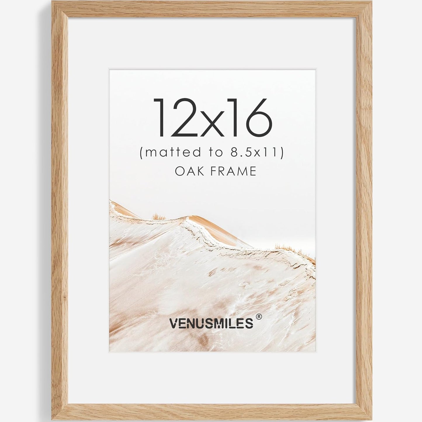 12x16 Picture Frame Natural Solid Oak Photo Frames with 8.5x11 Removable Mat Wall Hanging Large