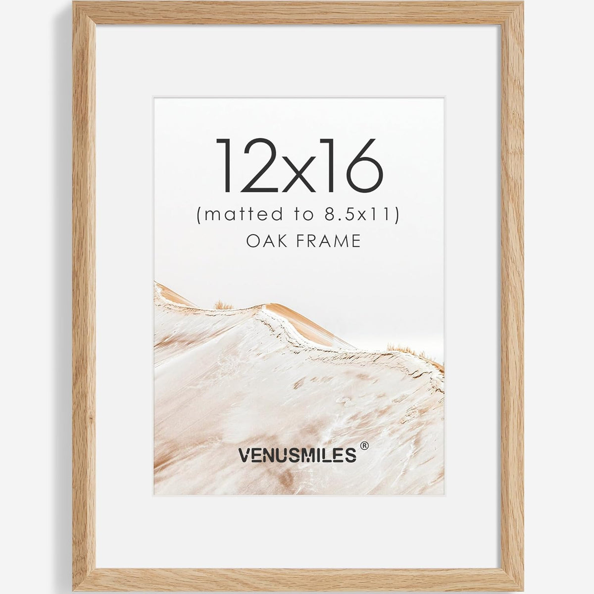 12x16 Picture Frame Natural Solid Oak Photo Frames with 8.5x11 Removable Mat Wall Hanging Large