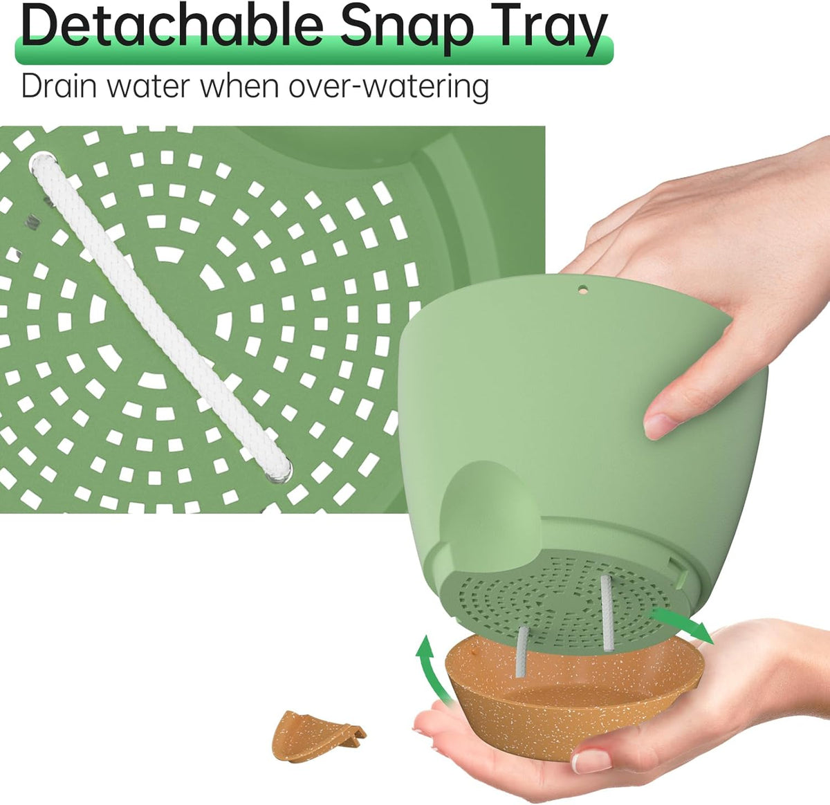 ZMTECH 6.5 Inch Hanging Planters for Indoor Outdoor Plants, 2 Pack Self Watering Hanging Plant Pots