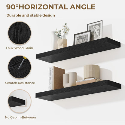 Dreamland 40 Inches Floating Shelves for Wall, 9.3" Deep Long Floating Shelves Set of 2, Large