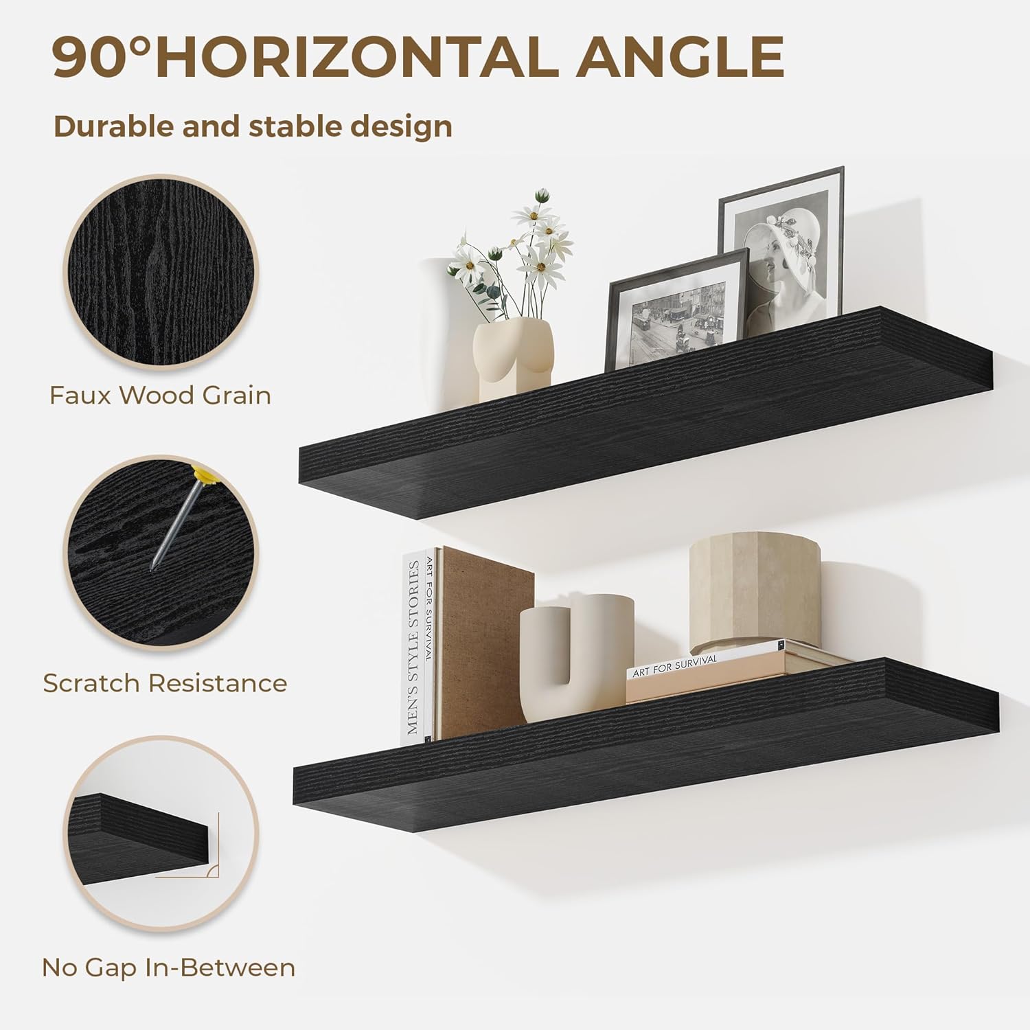 55 Inches Floating Shelves for Wall, 9.3" Deep Long Floating Shelves Set of 1, Large Display &
